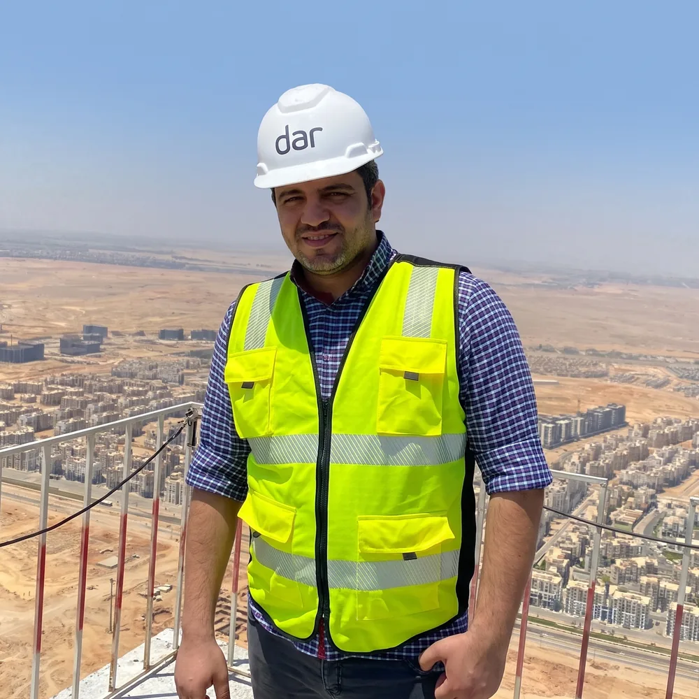 Fathy Gad on site on a high-rise rooftop in Egypt's New Administrative Capital